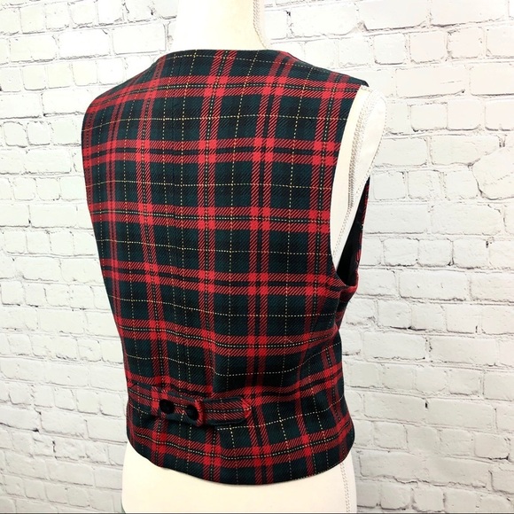 Talbots petite plaid red and black suede vest size 10P - Picture 3 of 8